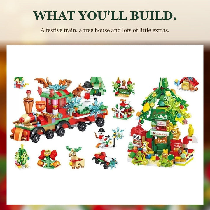 699-Piece Christmas Brick Advent Calendar with Red Train and Tree House