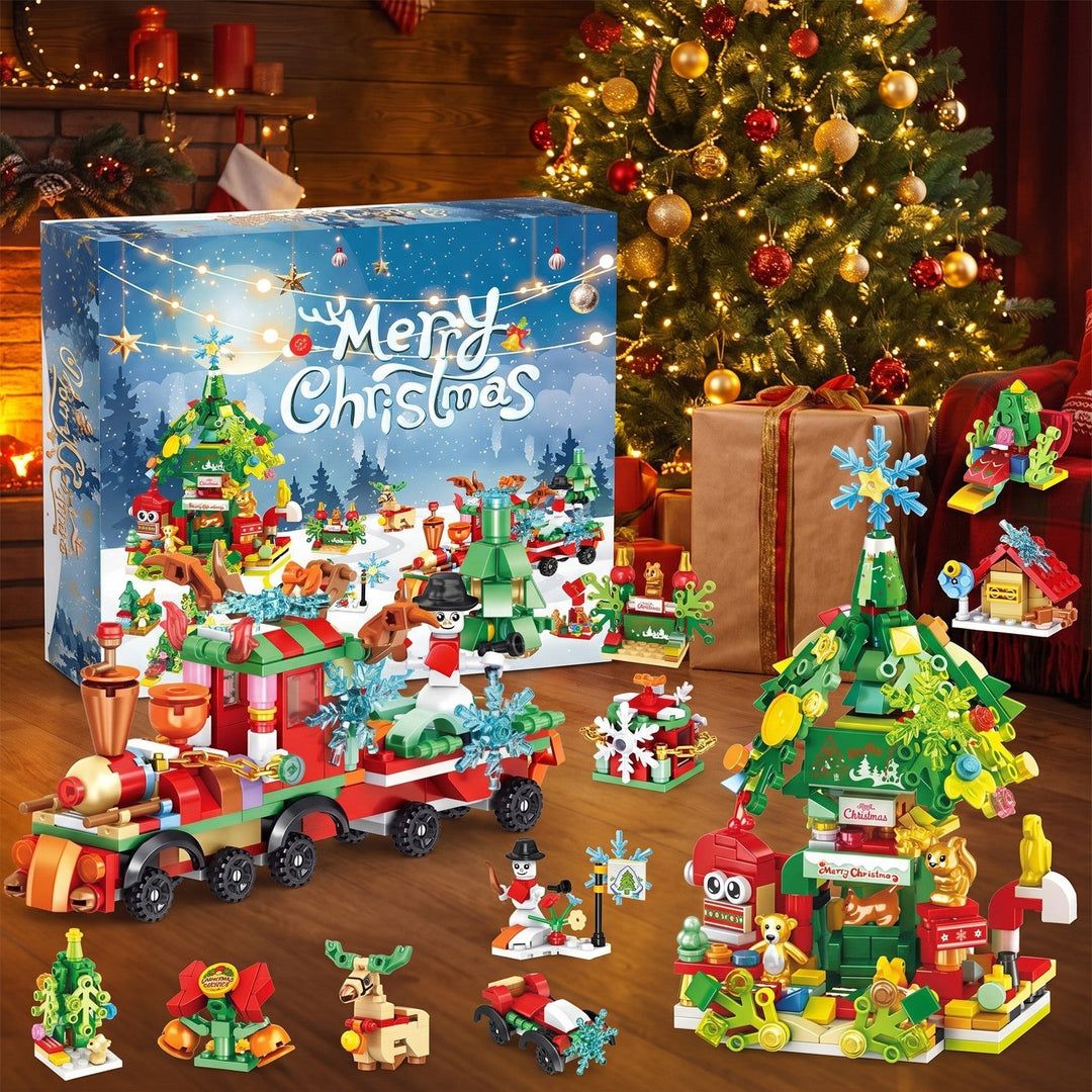 699-Piece Christmas Brick Advent Calendar with Red Train and Tree House
