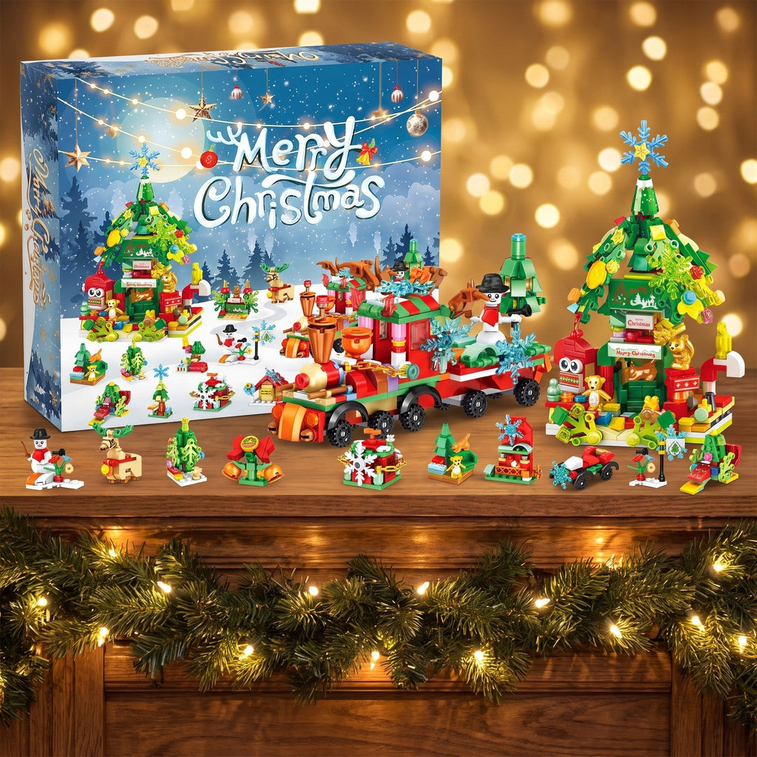 699-Piece Christmas Brick Advent Calendar with Red Train and Tree House