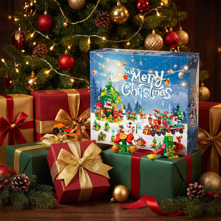 699-Piece Christmas Brick Advent Calendar with Red Train and Tree House