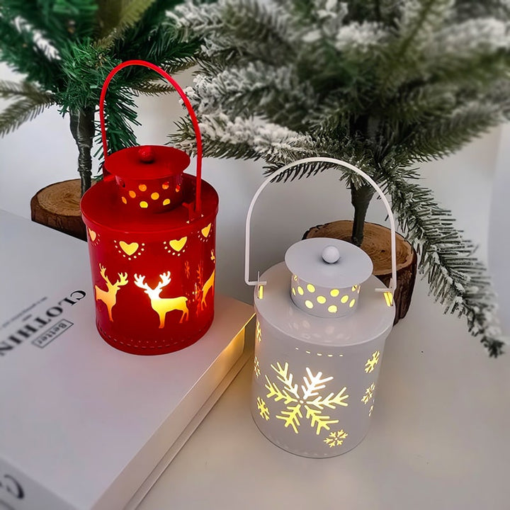 Christmas Tree LED Lantern Metal Cutout Tabletop Decoration with Lights