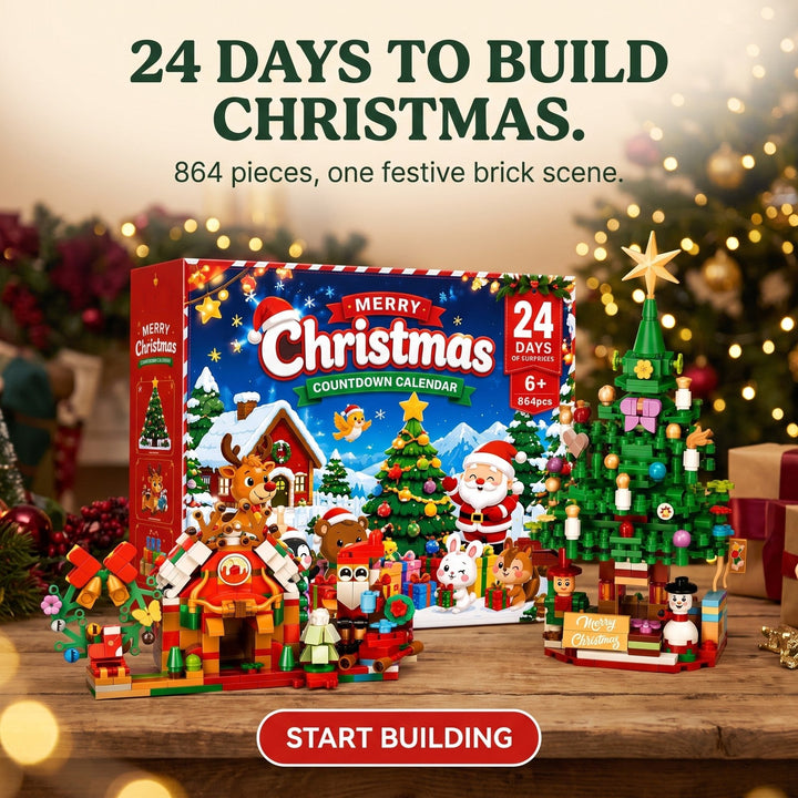 864-Piece Christmas Village Advent Calendar, 24 Days of Building Surprises
