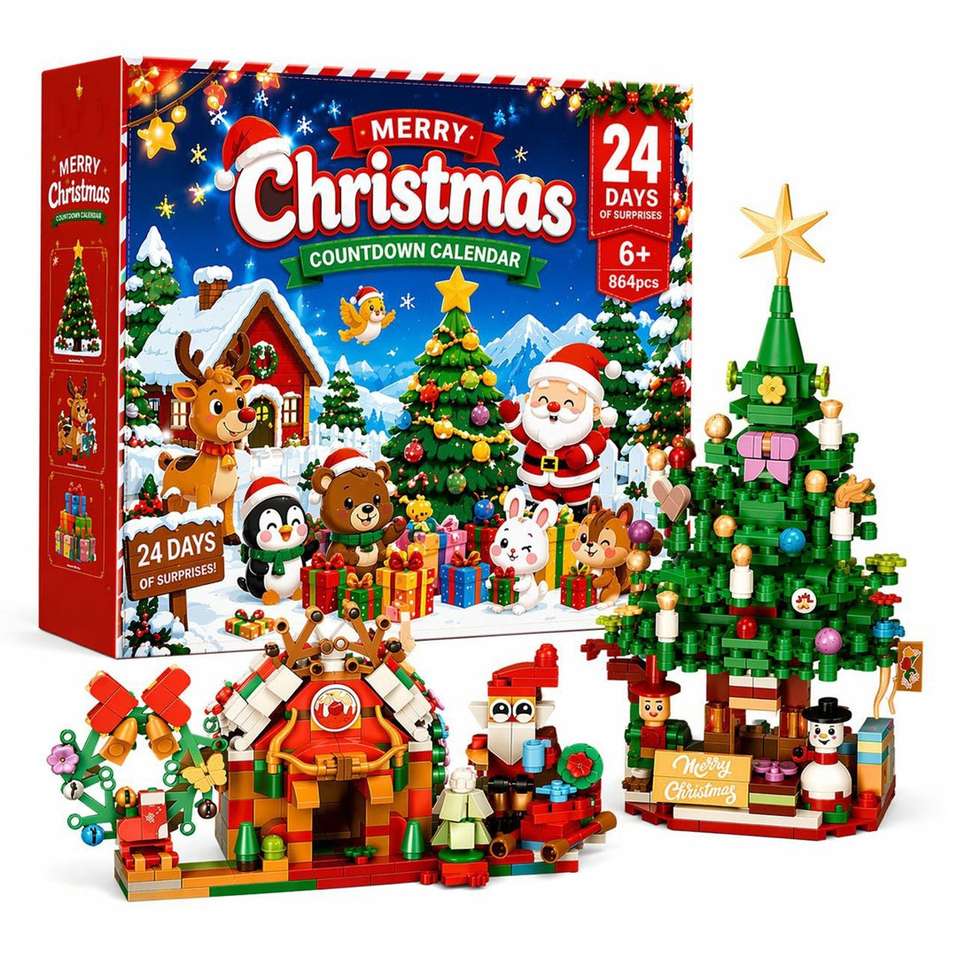 864-Piece Christmas Village Advent Calendar, 24 Days of Building Surprises