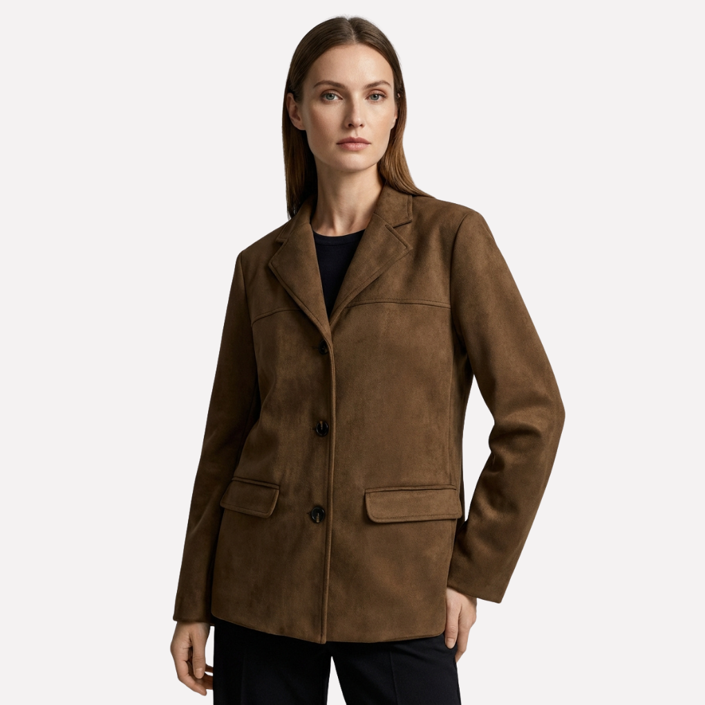 Classic Suede-Look Jacket with Timeless Elegance