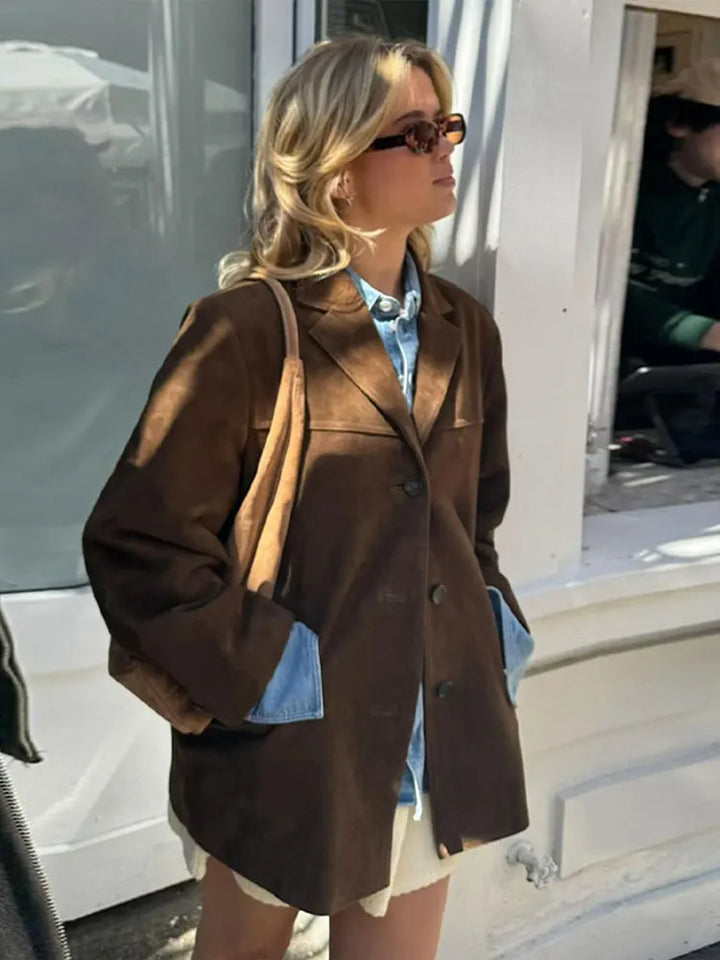 Classic Suede-Look Jacket with Timeless Elegance