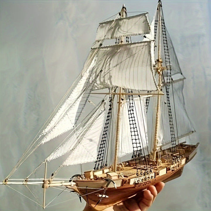 Classic Wooden Sailboat Model – Detailed 3D Puzzle for Boat Enthusiasts