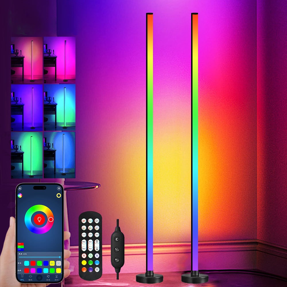 Color-Changing RGB LED Floor Lamp with Remote Control, App Control, and Music Sync Mood Lighting