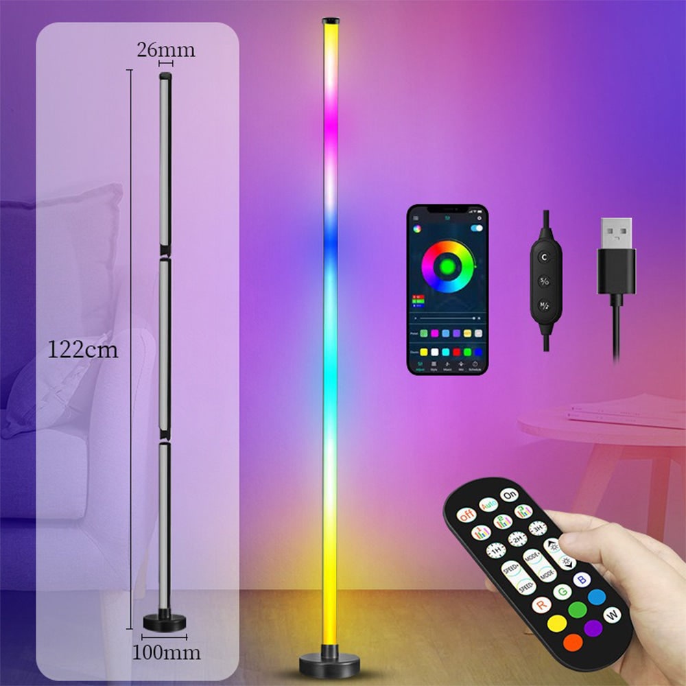 Color-Changing RGB LED Floor Lamp with Remote Control, App Control, and Music Sync Mood Lighting
