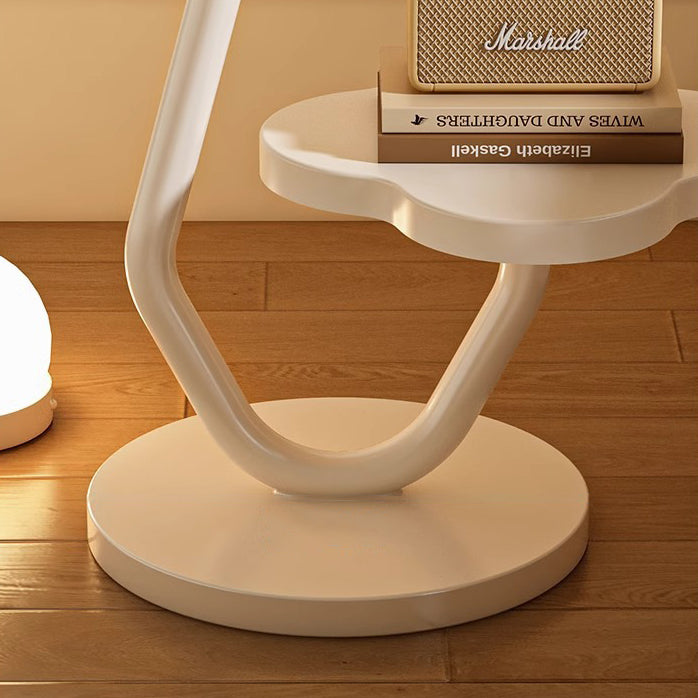 Contemporary Floral-Shaped 2-Tier MDF and Carbon Steel Living Room Side Table