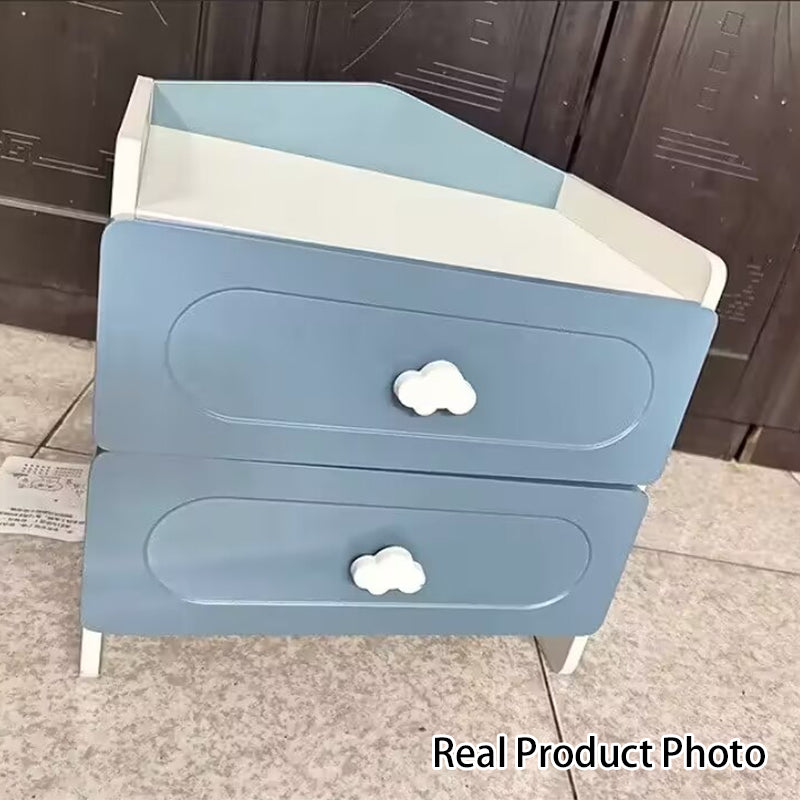 Contemporary Kids 2-Drawer MDF Square Bedroom Nightstand