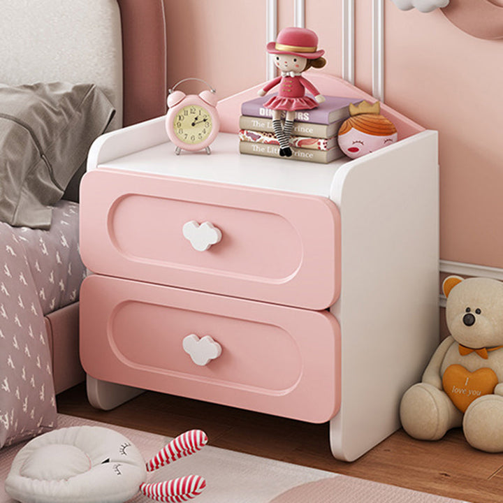 Contemporary Kids 2-Drawer MDF Square Bedroom Nightstand