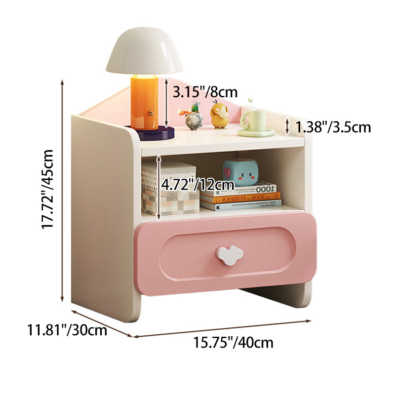 Contemporary Kids 2-Drawer MDF Square Bedroom Nightstand