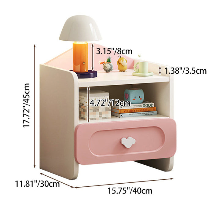 Contemporary Kids 2-Drawer MDF Square Bedroom Nightstand