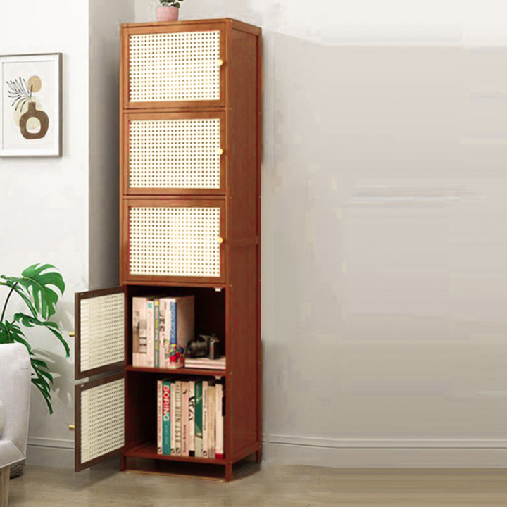 Contemporary Nordic Bamboo and Fiberboard Living Room Storage Cabinet - 2/3/4/5-Tier