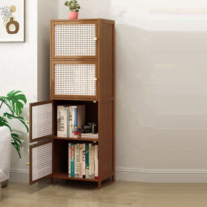 Contemporary Nordic Bamboo and Fiberboard Living Room Storage Cabinet - 2/3/4/5-Tier