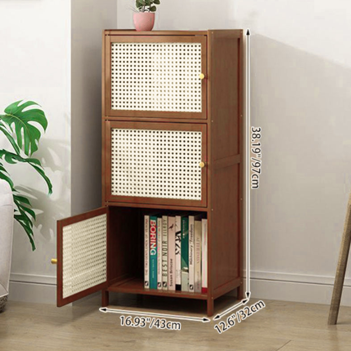 Contemporary Nordic Bamboo and Fiberboard Living Room Storage Cabinet - 2/3/4/5-Tier