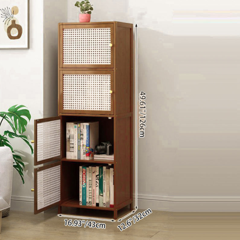 Contemporary Nordic Bamboo and Fiberboard Living Room Storage Cabinet - 2/3/4/5-Tier