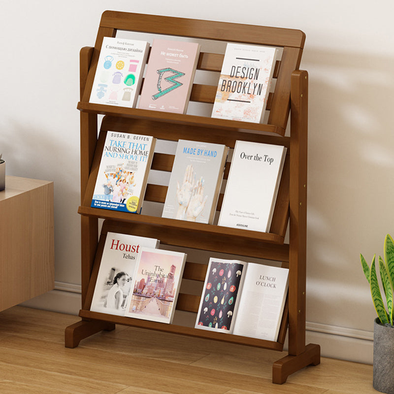 Contemporary Simple 3-Tier Slanted Bamboo and Woven Synthetic Rattan Bookshelf for Living Room