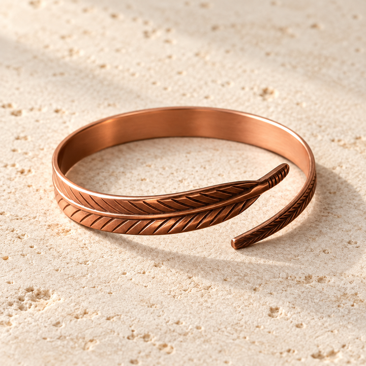 Feather Passage Copper Bracelet — alternate product photograph