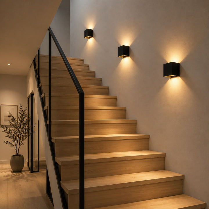 Cordless Square Sensor Wall Light in Aluminium