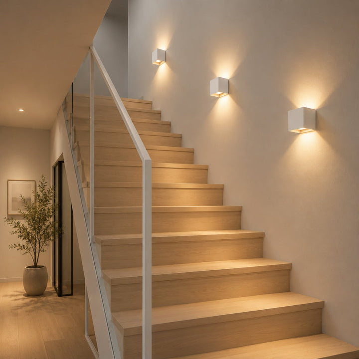 Cordless Square Sensor Wall Light in Aluminium