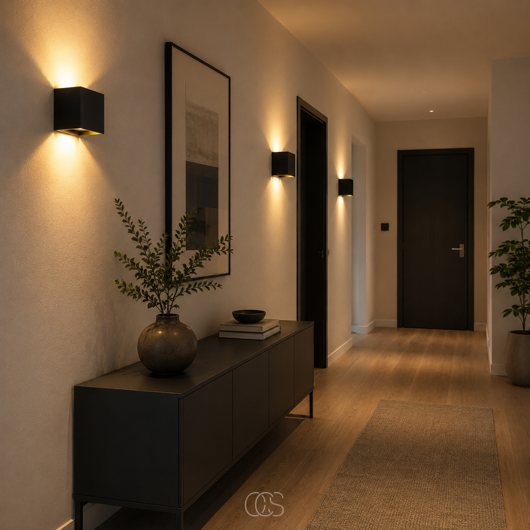 Cordless Square Sensor Wall Light in Aluminium
