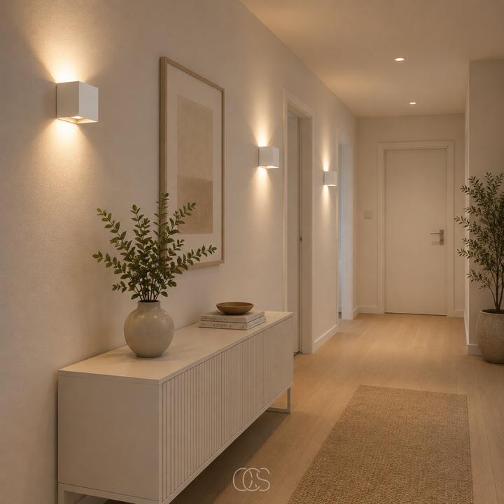 Cordless Square Sensor Wall Light in Aluminium