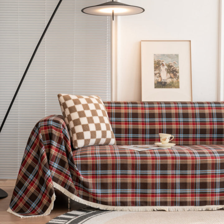 Cottage Plaid Sofa Cover