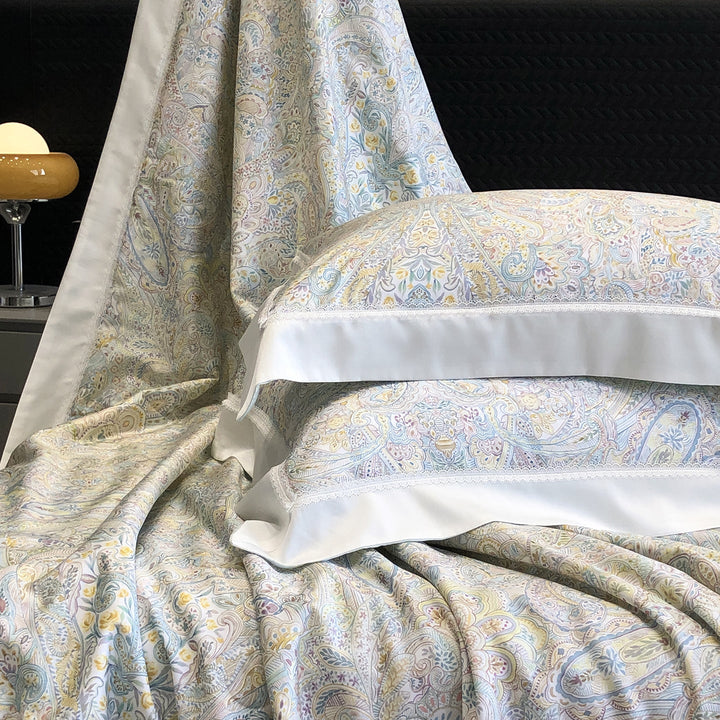 Cotton Sateen Pillowcase Set with Delicate Lace Trim and Satin Piping