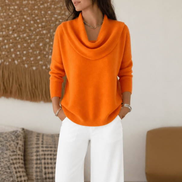 Cowl Neck Drape Knit Sweater