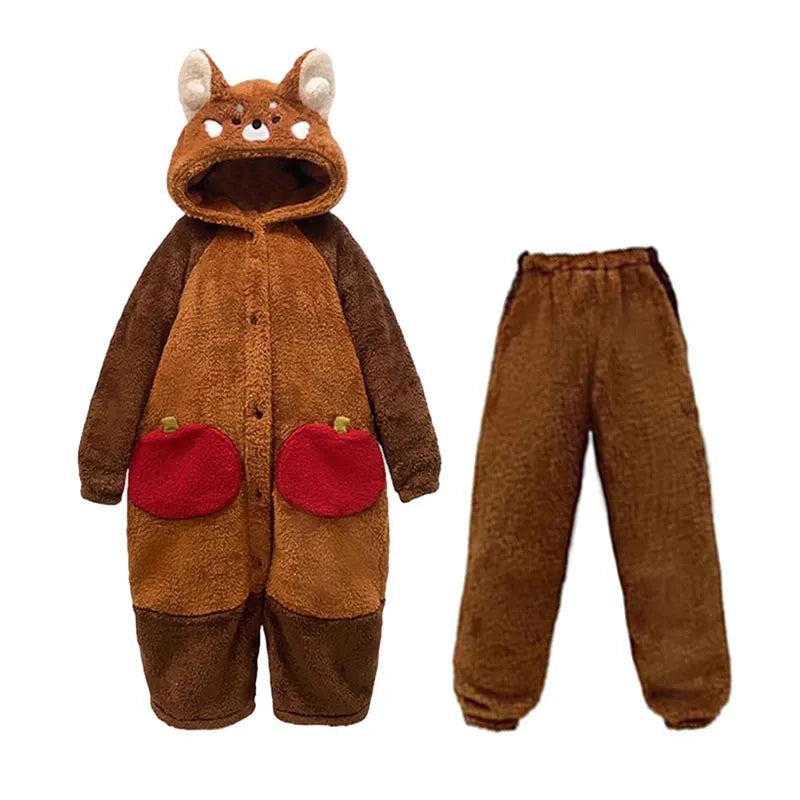 Cozy Cartoon Red Panda Pajama Set for Sleep and Comfort