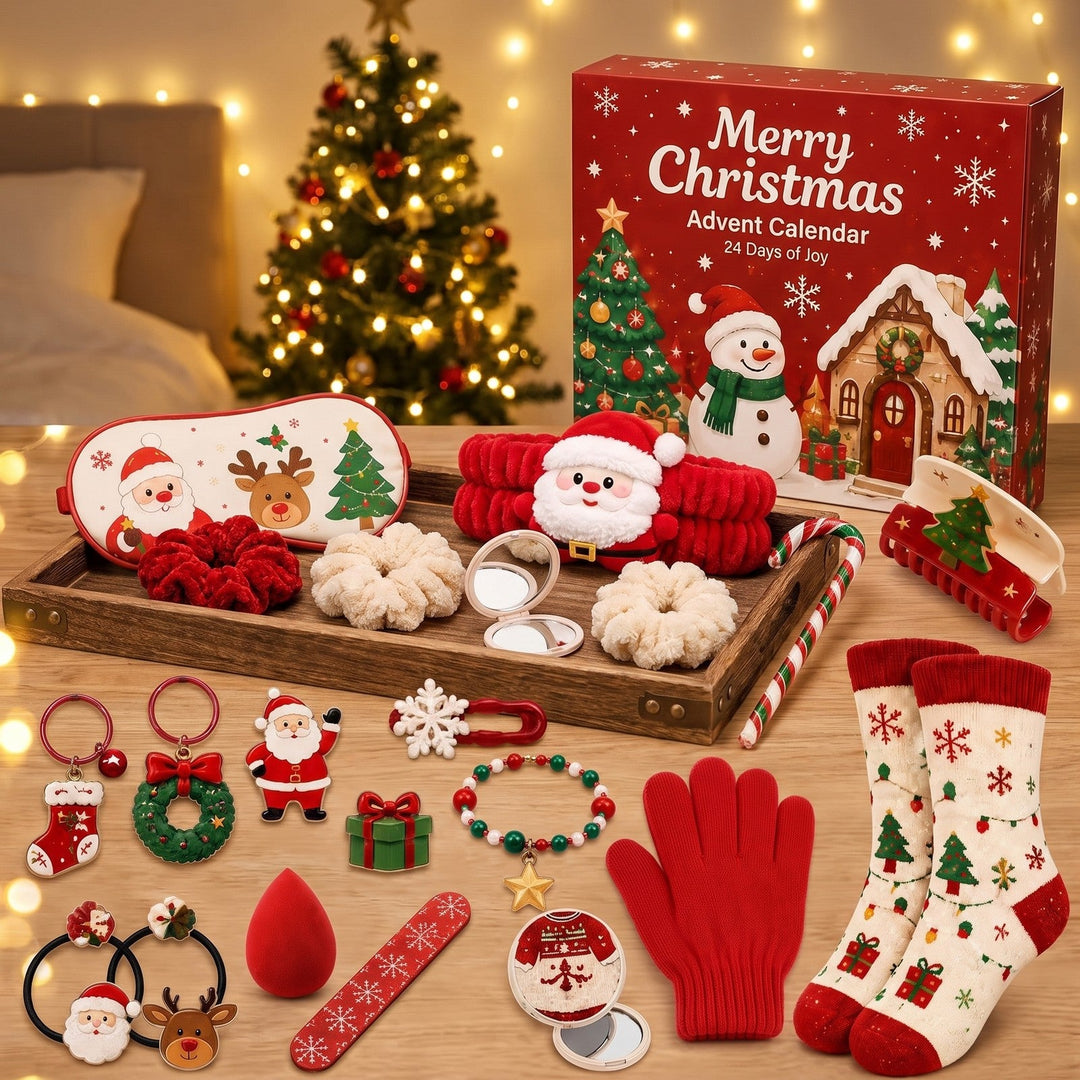 Christmas Self-Care Advent Calendar, 24 Days of Hair, Spa and Cozy Winter Accessories