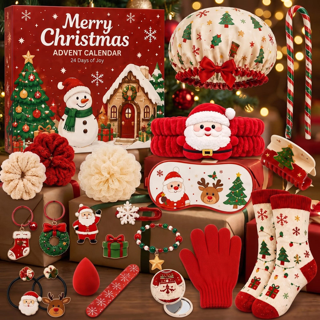 Christmas Self-Care Advent Calendar, 24 Days of Hair, Spa and Cozy Winter Accessories