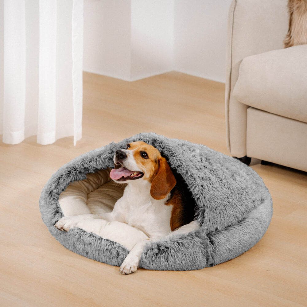 Cozy &amp; Safe Semi-Open Pet Bed Soft Cotton Fabric