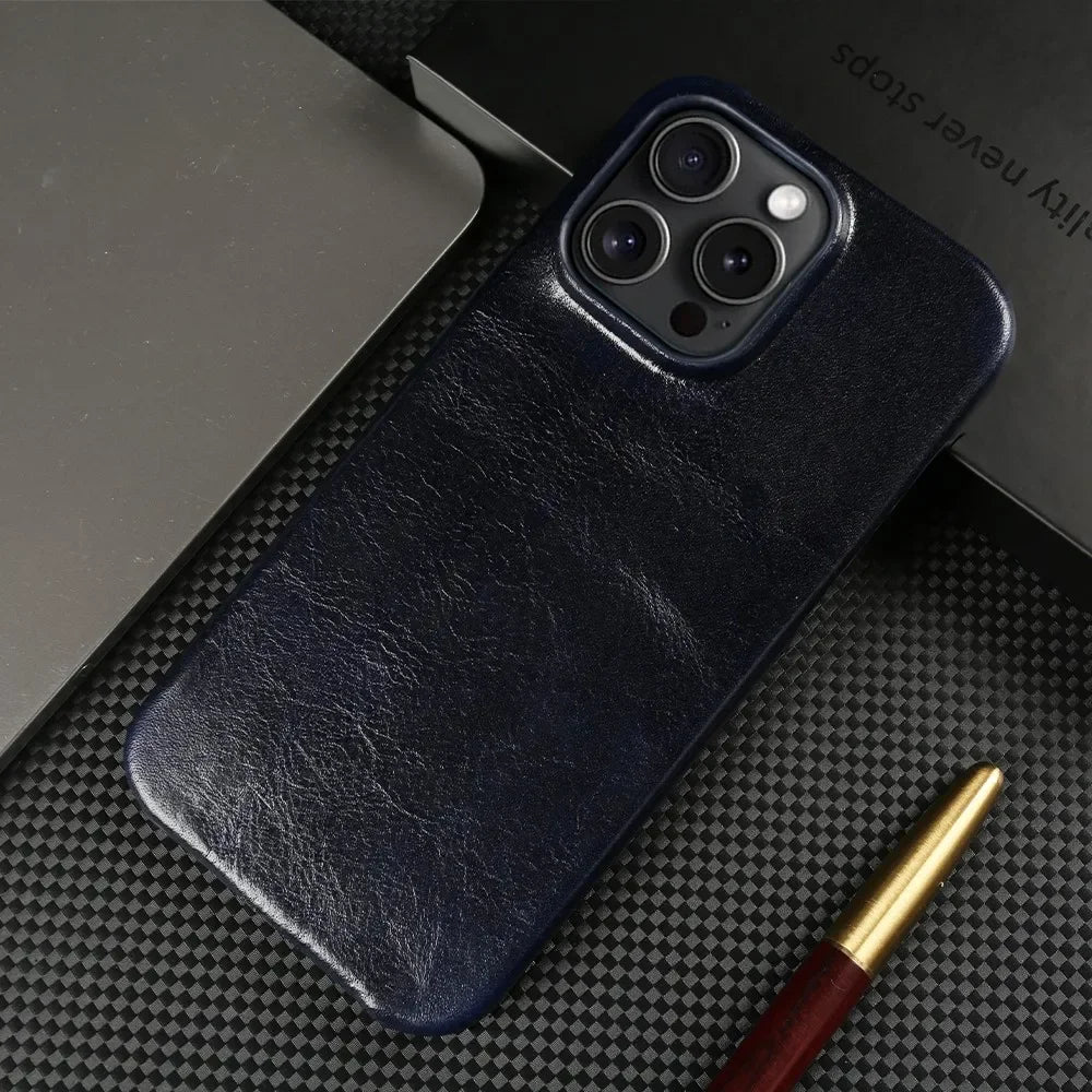 Crownline Leather iPhone Case In Genuine Cowhide Handmade