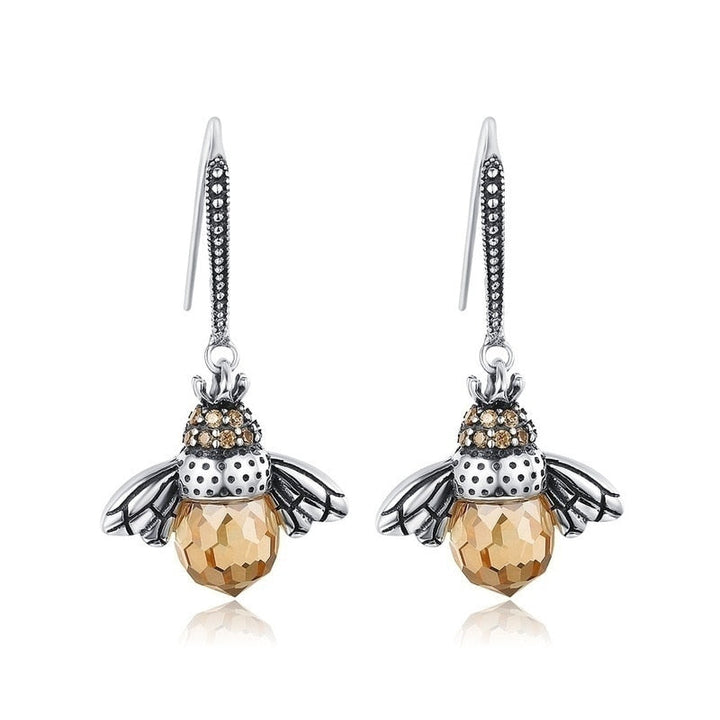 Crystal Drop Bee Earrings