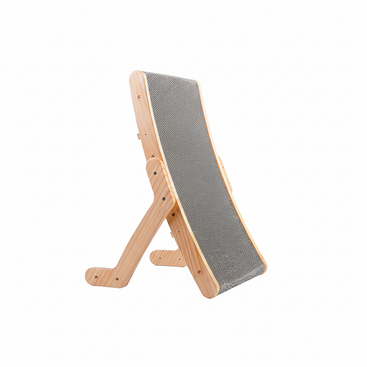 Curved Wood Cat Scratcher Lounge Bed - Elevated Resting Platform