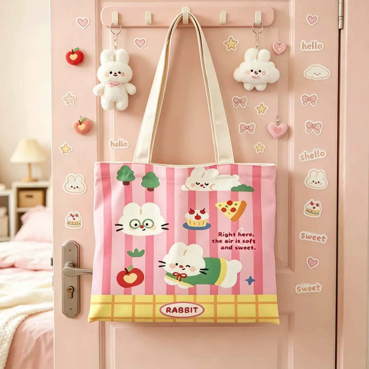 Cute Cartoon Puppy-Themed Canvas Tote Bag