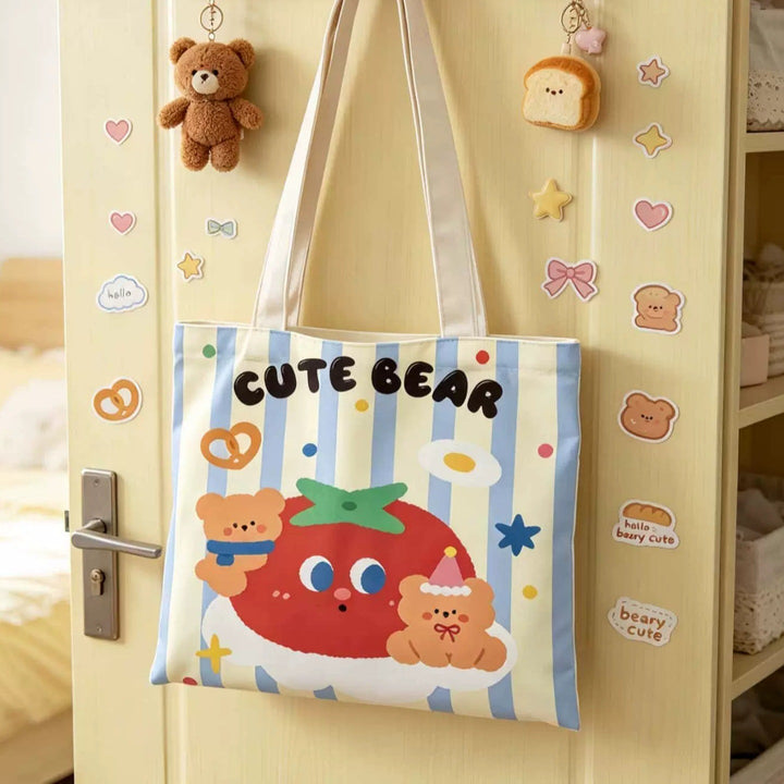 Cute Cartoon Puppy-Themed Canvas Tote Bag