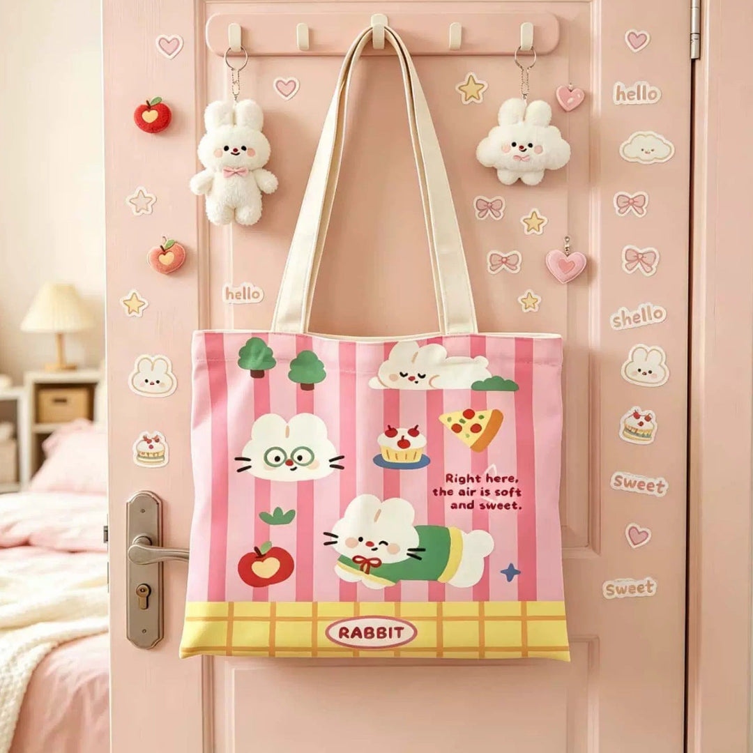 Cute Cartoon Puppy-Themed Canvas Tote Bag