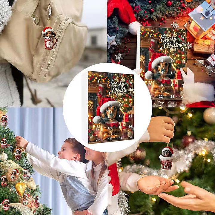 Dachshund Advent Calendar - 24 Christmas Hanging Ornaments to Count Down to Christmas