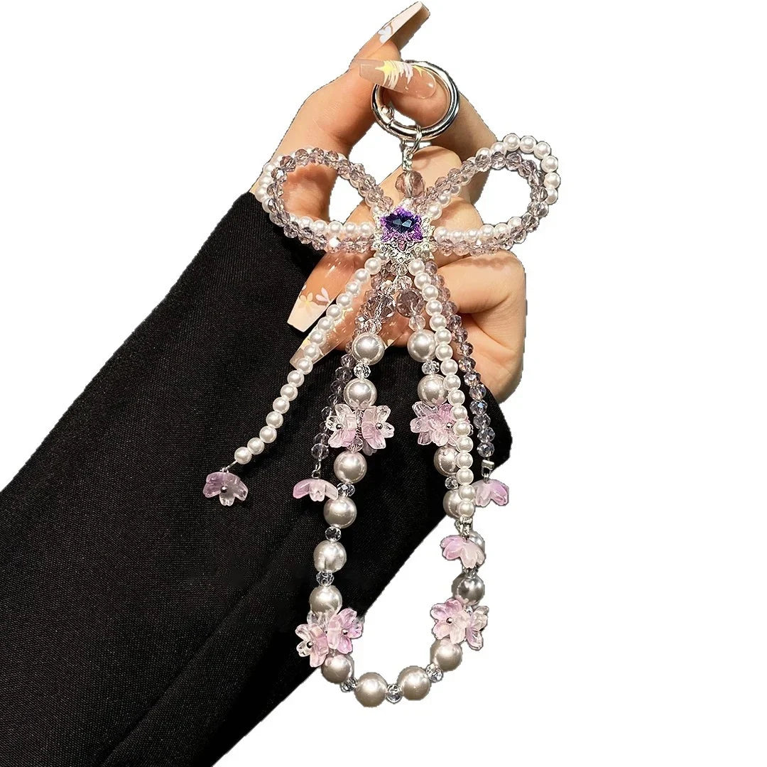 Decorative Beaded Charm Pendant with Floral Accents