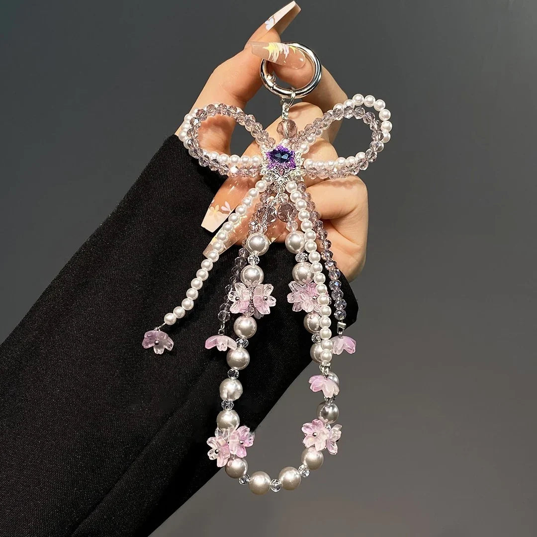 Decorative Beaded Charm Pendant with Floral Accents