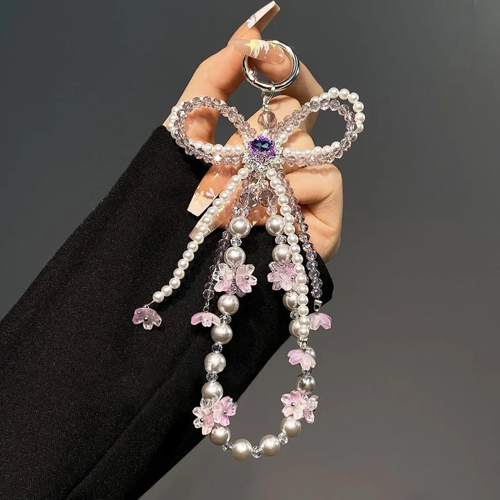 Decorative Beaded Charm Pendant with Floral Accents