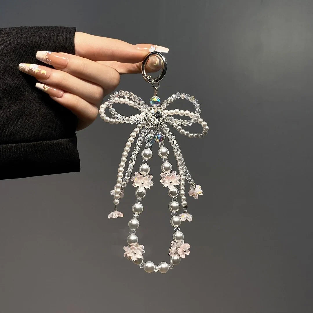 Decorative Beaded Charm Pendant with Floral Accents