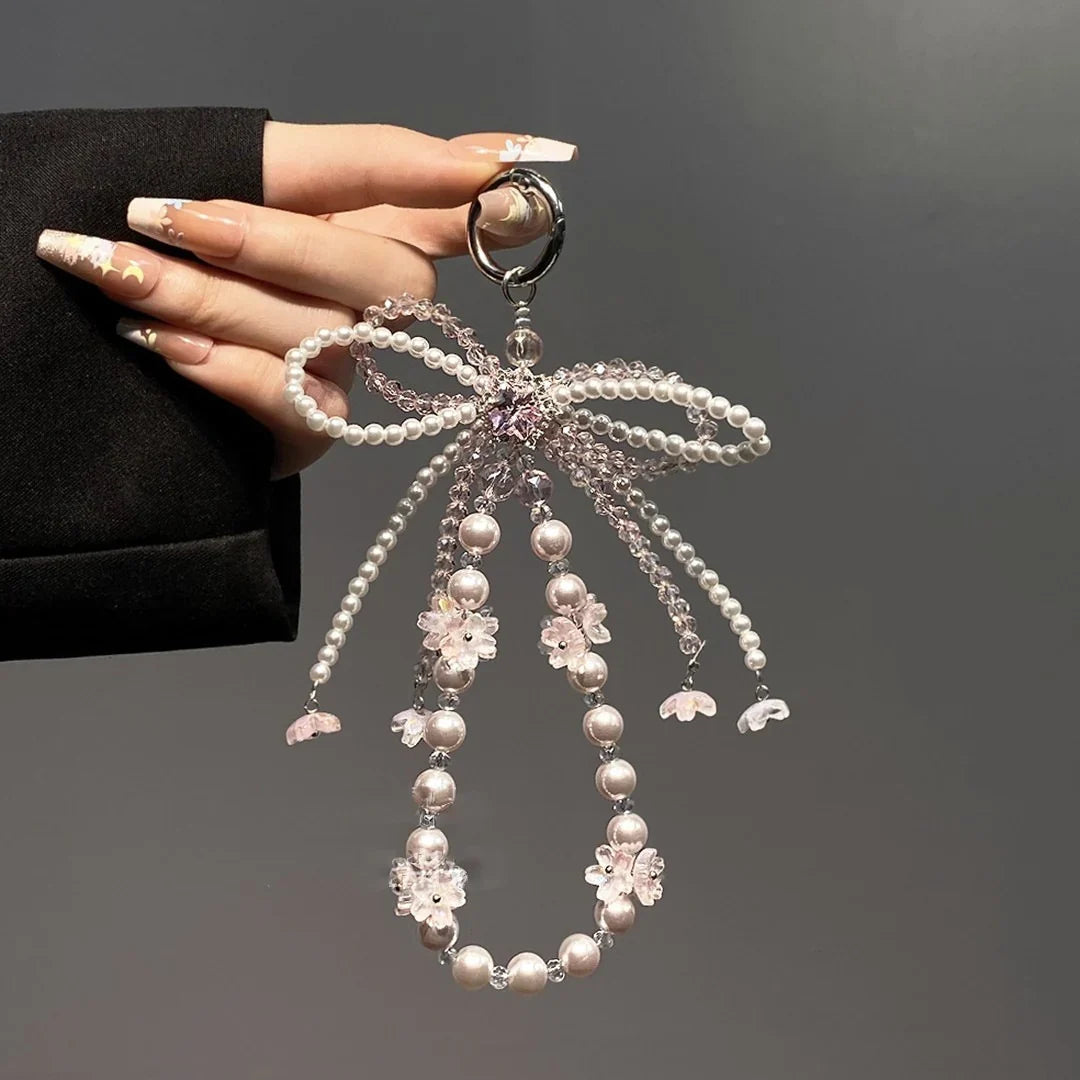 Decorative Beaded Charm Pendant with Floral Accents