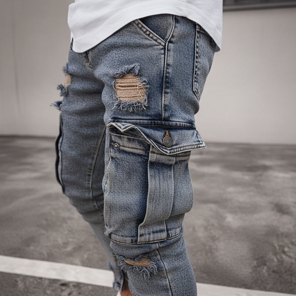 Denim Cargo Pants