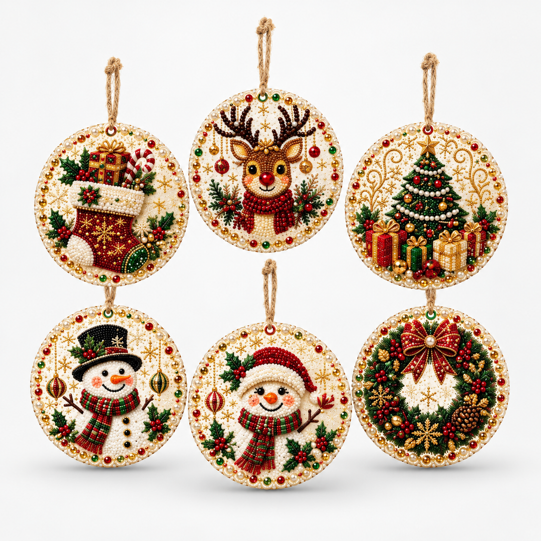 Diamond Painting Christmas Ornament Kit (6-Piece)