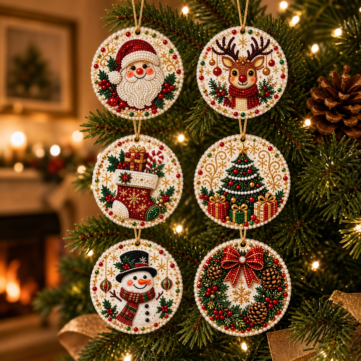 Diamond Painting Christmas Ornament Kit (6-Piece)