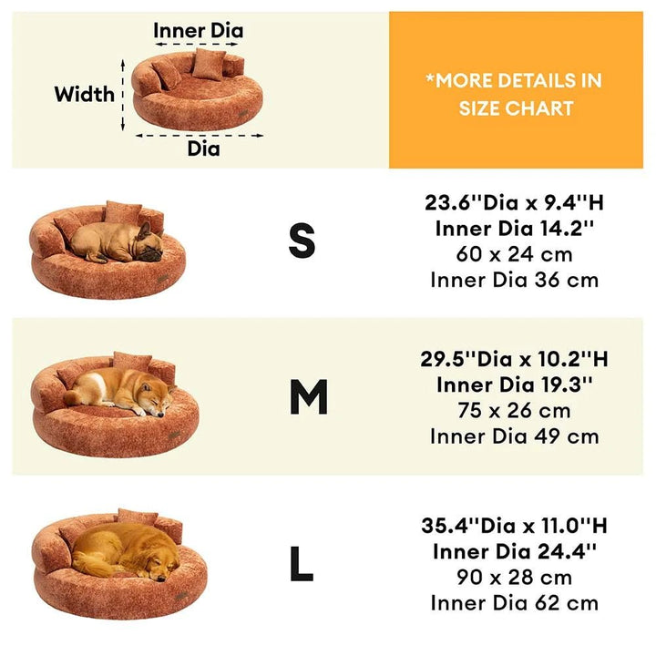 Diamond Velvet Orthopedic Donut Dog Bed with Double-Layer Supportive Padding